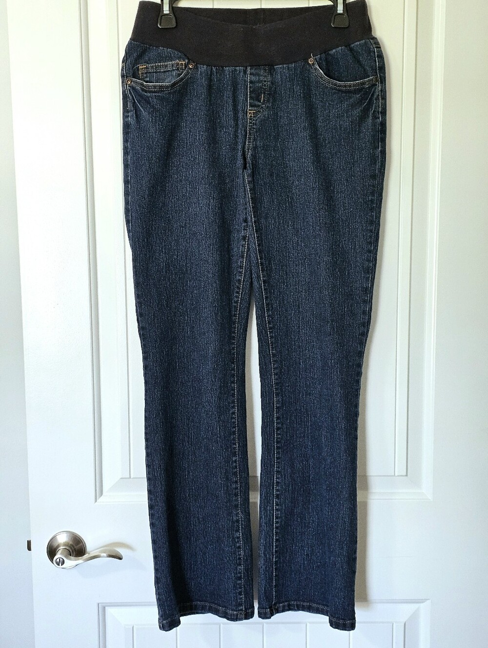 Women’s Maternity Pull-On Stretch Waist Dark Blue Jeans